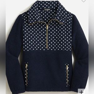 Jcrew Quilted Sherpa fleece half-zip pullover